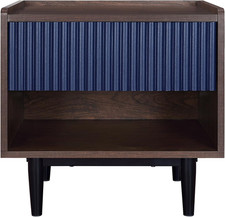 Duane Navy Blue Nightstand with Full Extension Drawer & Open Shelf