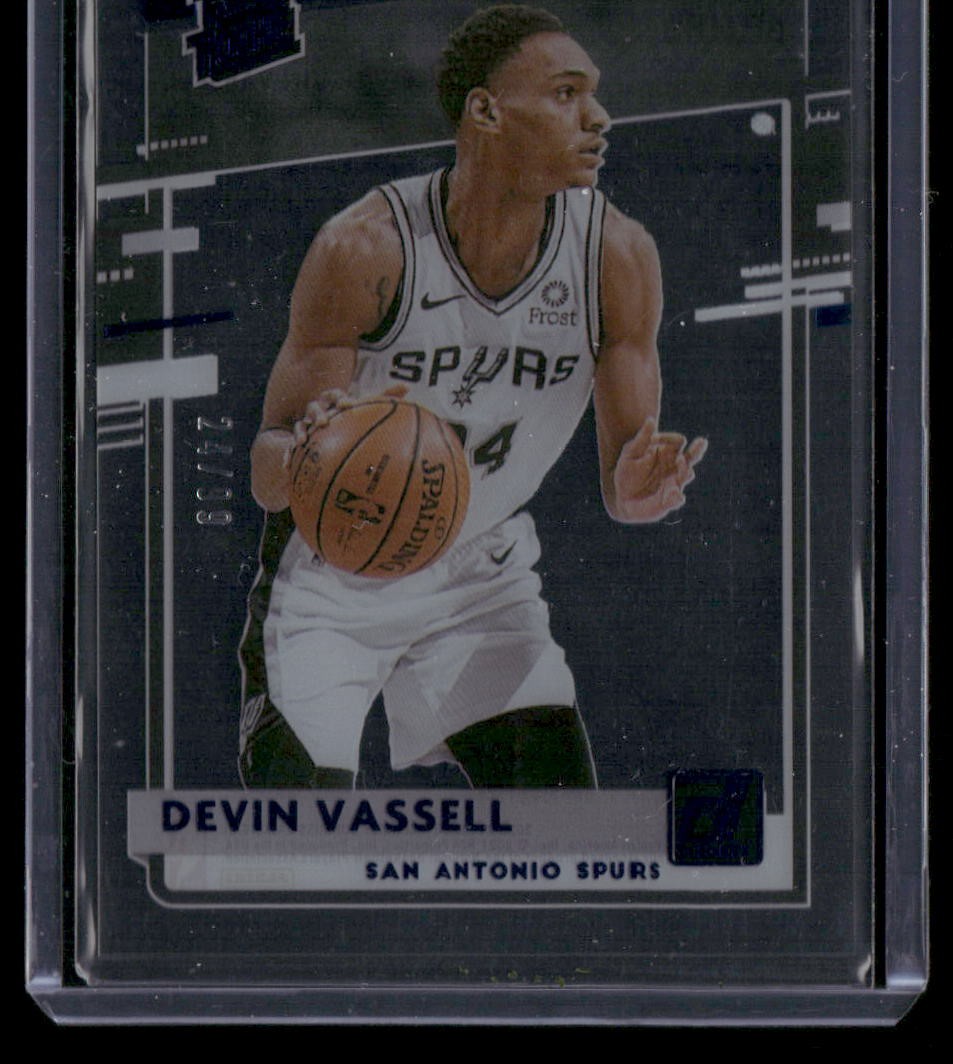 2020-21 Clearly Donruss #100 Devin Vassell Blue 24/99 jersey match rc
