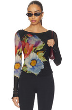 Free People Lilly Printed Long Sleeve Top - Black Combo
