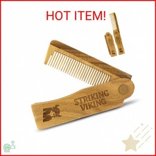 Striking Viking Folding Wooden Comb for Men - Sandalwood Switchblade Beard Comb