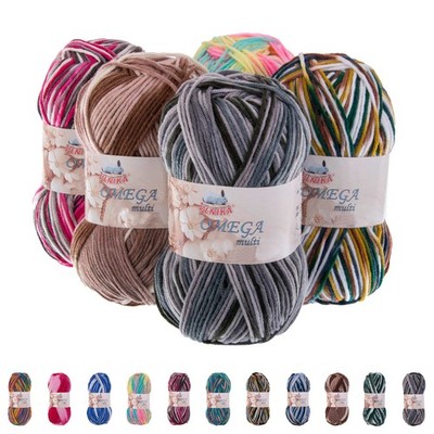 100g Strickgarn Omega multi Häkelgarn Acrylwolle Klassikgarn Wolle (30,80 /1kg)