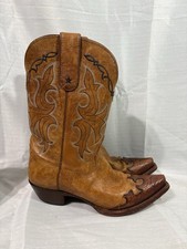 Tony Lama Vaquero Santa Fe Tan Wingtip Snip Toe Western Boots VF6003 Women 7.5 B