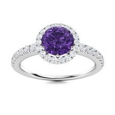 Natural Amethyst Solitaire with Accents Ring Jewelry 925 Sterling Silver