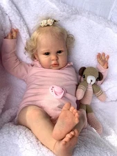 24in Adorable Reborn Baby Dolls Soft Cloth Body Hand-Rooted Hair Chubby Newborn