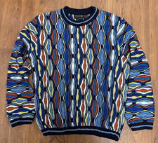 Vintage Coogi Australia Sweater WOOL Purple, Blue, Yellow Orange, Cream
