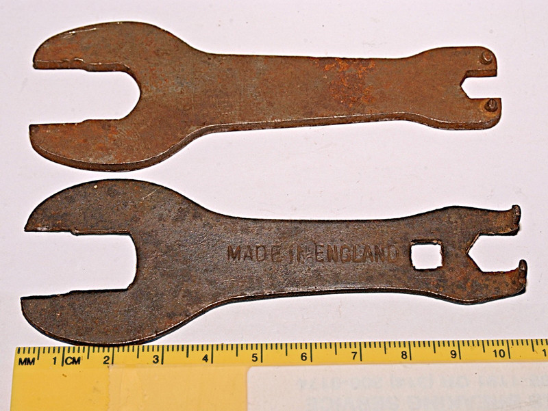 Lot of 2 1940's Vintage Bicycle Flat CONE Wrenches Spanner Old Bike Tool Steel