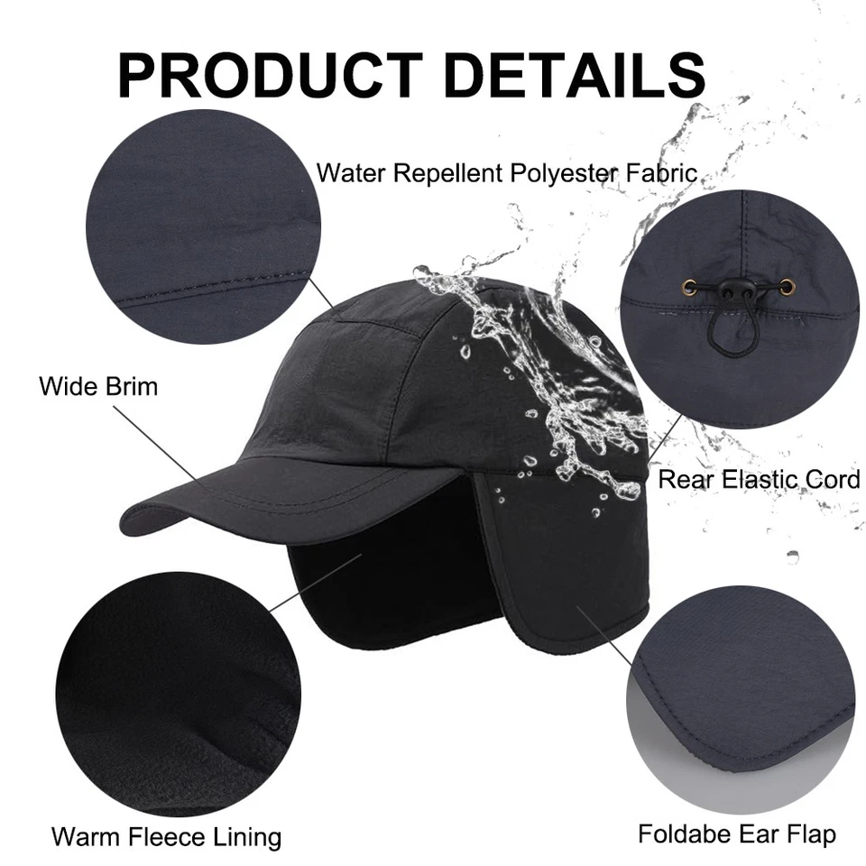 Gorra de béisbol térmica de lana para hombres y mujeres con visera orejeras sombreros deportivos de invierno Foto 3 de 4