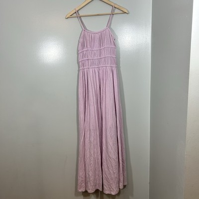 American Eagle Maxi Dress Women's Small Light Pink Smoked Adjustable Straps  | eBay