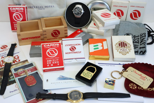 Northwest Airlines and Travel LOT Ephemera, Watch, Card Decks, Keychains, Etc