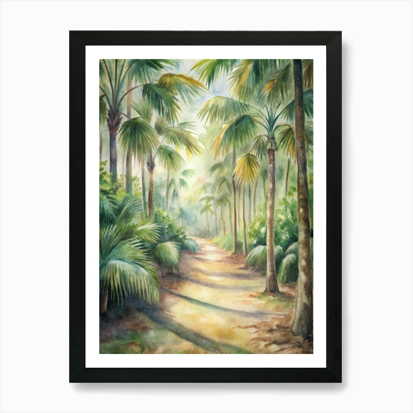 Palm Tree Path Framed Canvas Wall Art Print Poster Picture  