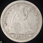 1853 with Arrows and Rays Liberty Seated Quarter - Very Good Details
