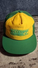 Vintage Successful Farming Yellow with Green Mesh Snapback Hat Cap USA Made