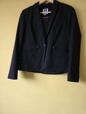 Debenhams Petite Black Blazer Jacket Size 12 Work Office Smart Zip Pockets Coat
