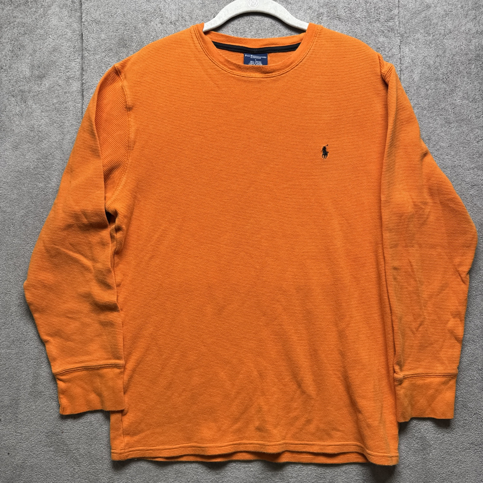 Polo Ralph Lauren Waffle Camicia Termica Grande Arancione Pullover Strato Preppy Pony