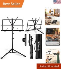 2-in-1 Adjustable Music Stand  Desktop Holder - Lightweight, Portable Design
