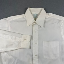 Brooks Brothers Mens Vintage White Dress Shirt 15-3 USA Cotton Blend Long Sleeve