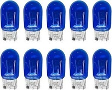 10PCS Car 7443 Bulb, T20 12V W21/5W Clear Glass Vehicle Stop Brake Color: Blue