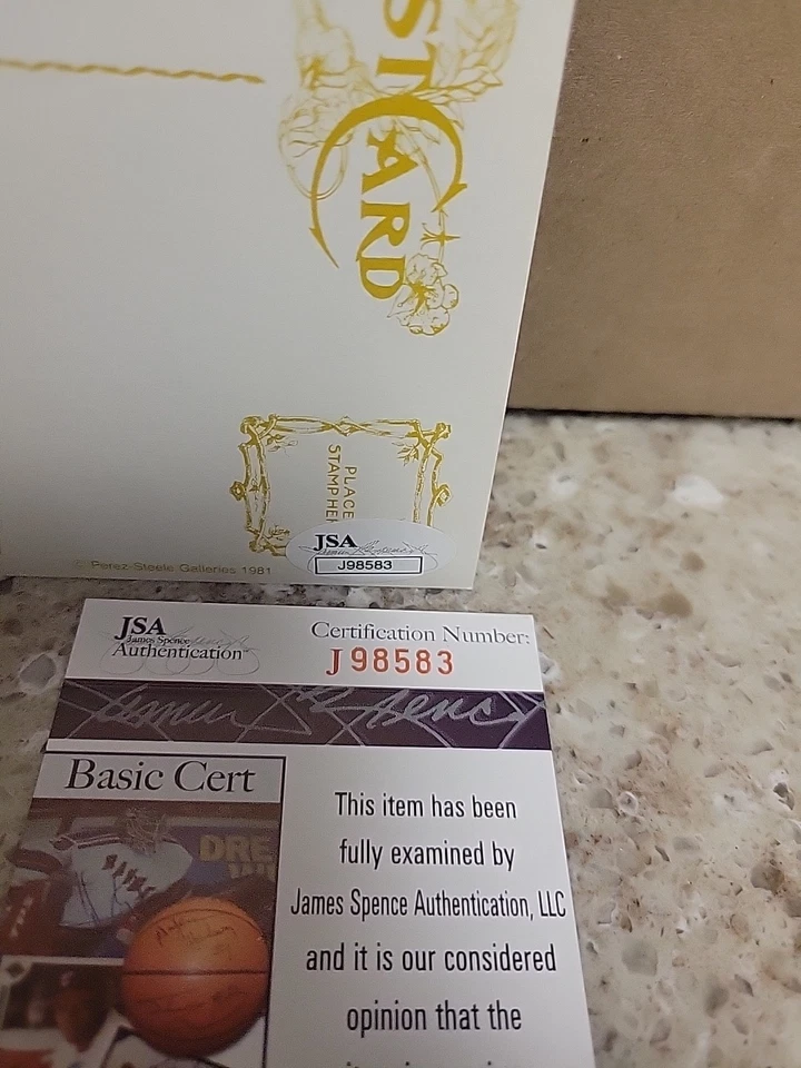 Postal firmada por los primeros Wynn Cleveland Guardians Pérez Steele 1981/10000 certificado de autenticidad JSA Foto 2 de 2