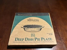 Pampered Chef New Traditions Deep Dish Pie Plate - 1305 White  - New in Box