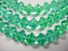 26 7mm Czech Glass Peridot Aqua Saturn Saucer Beads