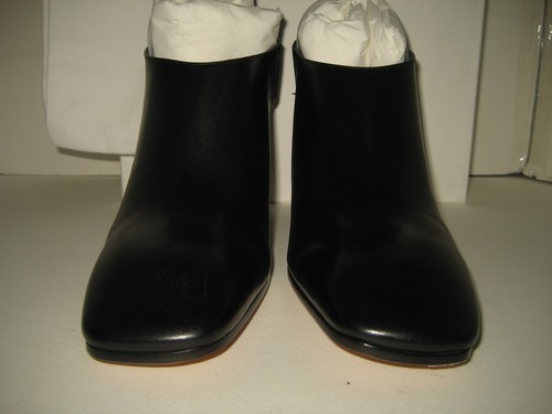 $1450 NEW CELINE US 9 EUR 39.5 Black Purple Leather Booties Mirror Heels Shoes - Picture 4 of 9