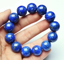 Huge 18mm Blue Egyptian Lapis Lazuli Gemstone Beads Elasticity Bracelet 7.5''