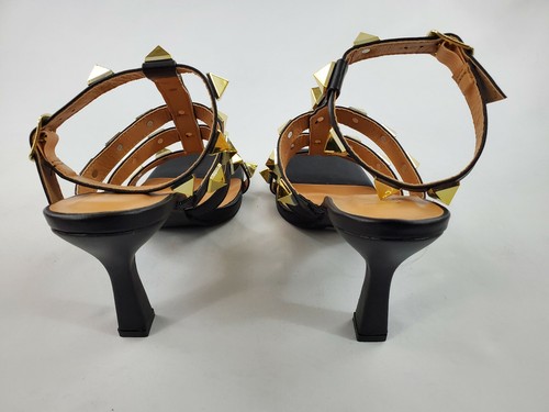 NICOLE MILLER NEW YORK women shoes heels Sharlene black gold sz 7.5 - Picture 5 of 8