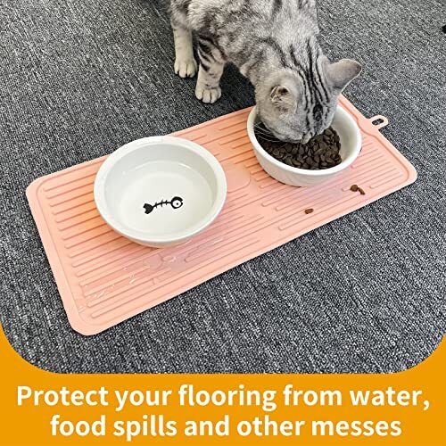 Pet Placemat for Dog and Cat, Mat for Prevent Food and Water Small Pink