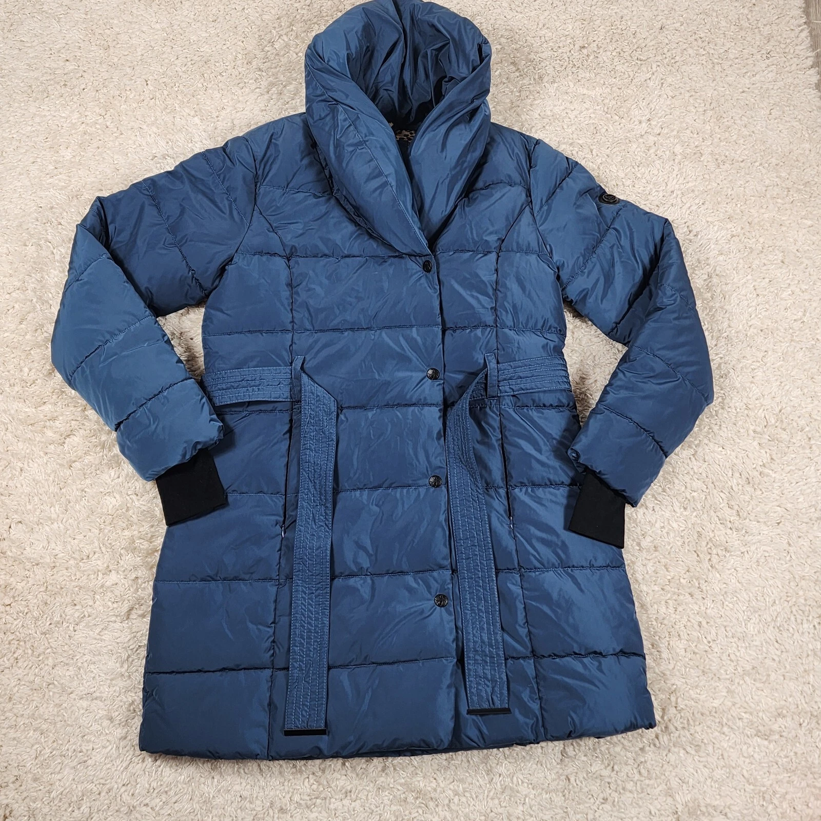 VALENTINO Giacca Parka Jessica Simpson Donna Piccola Tampone Blu Cintura Cappotto Impermeabile