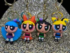 The Powerpuff Girls 3D keychains W/ Wristband Bubbles, Blossom, Buttercup, Bliss
