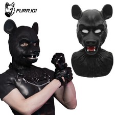 Furrjoi Silicone Black Bear Head Mask Realistic Animal Costume Cosplay Halloween