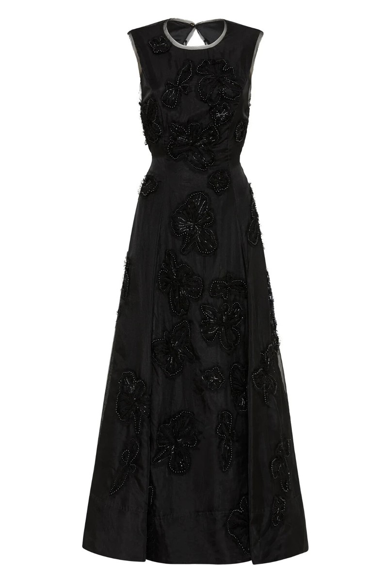 Aje Vera Beaded black Flower floral Midi Dress size AU/UK 14 US 10 | eBay
