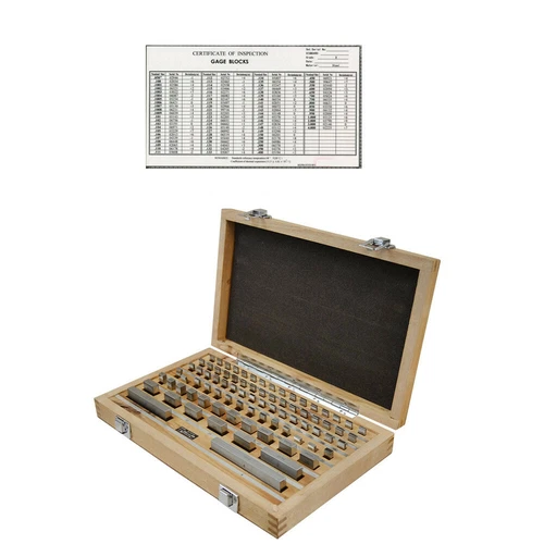 RECTANGULAR GAGE BLOCK SET 81 PC 0.050-4" GRADE 3 W/ CERTIFICATE OF INSPECTION