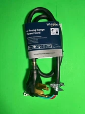 NEW 4 Ft Whirlpool  4 Prong Range Power Cord 40a 250v 8/10 Gauge #PT400
