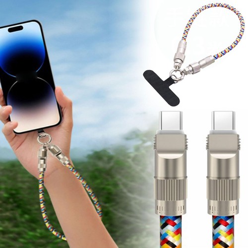 2in1 Phone Lanyard Charging Cable USB C Charger Cable 60W High Speed Thick Rope - 第 7/14 張圖片