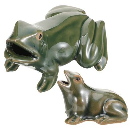 2 Pcs Frosch Keramik Brunnen Für Vogelbad Stück Aquarium Dekoration - Bild 8 von 12