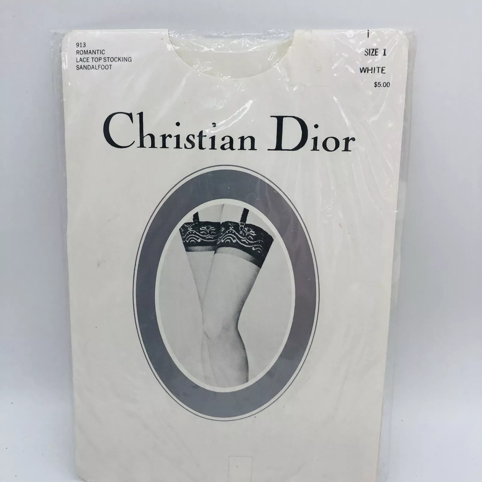 NEUF bas en dentelle romantique vintage Christian Dior blanc 1 pied de sandale 913