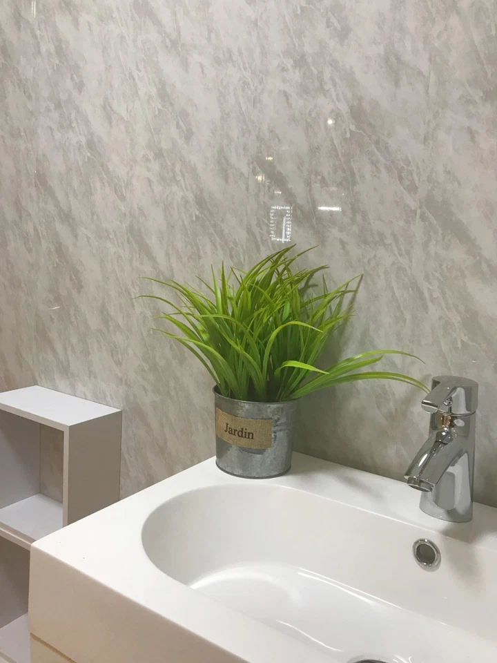 Grey Panels, Tile Effect Cladding, Sparkle Bathroom Shower Wall Panels PVC - Image 3 of 4