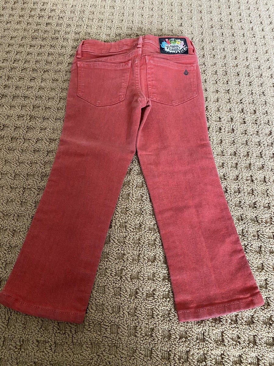 Volcom Yo Gabba Gabba Kids Denim Pants Sz 4 Red *MUST SEE