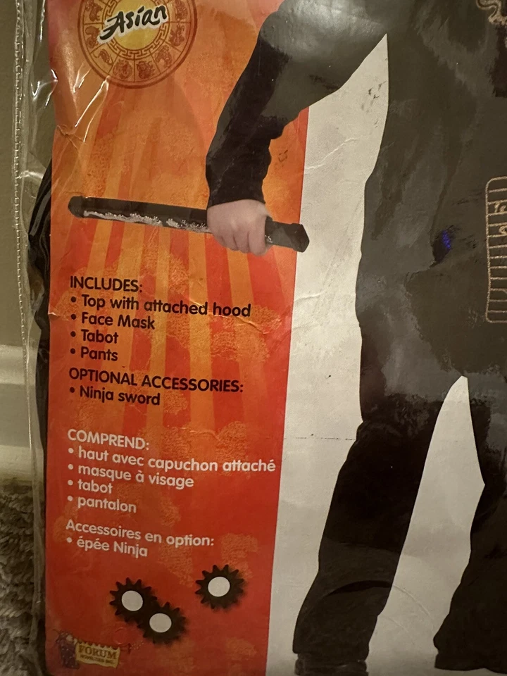 Disfraz Ninja Halloween Negro y Dorado. , niño grande 12-15 nuevo con etiquetas Foto 2 de 4