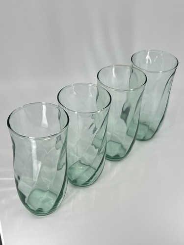 4 Vintage Indiana Glass Serene Green Swirl Design Tumblers # 1780 / 1970s MCM - Picture 19 of 21