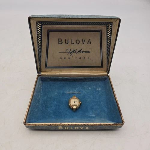 Vtg Bulova Ladies Womens Watch 10K Gold Filled 21 Jewels w/ Case No Band Works