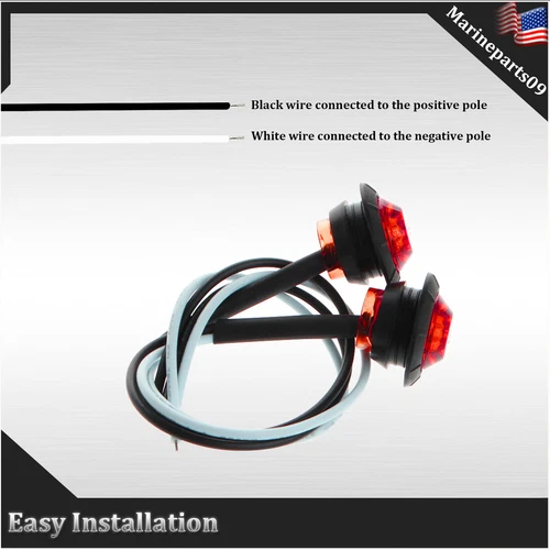 100X Red Side Marker Lights Truck Trailer Round Bullet 12V LED Clearance Light - Picture 6 of 8