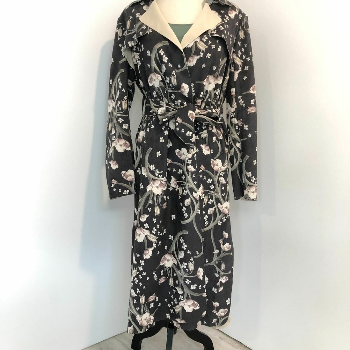 ANTHRO Solitaire Floral Vegan Suede Trench Coat UK