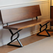 Bench Legs 16 Inch Triangle Metal Chair Base Legs with Backrest Bracket Set of 2