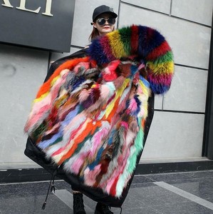 multicolor fur parka