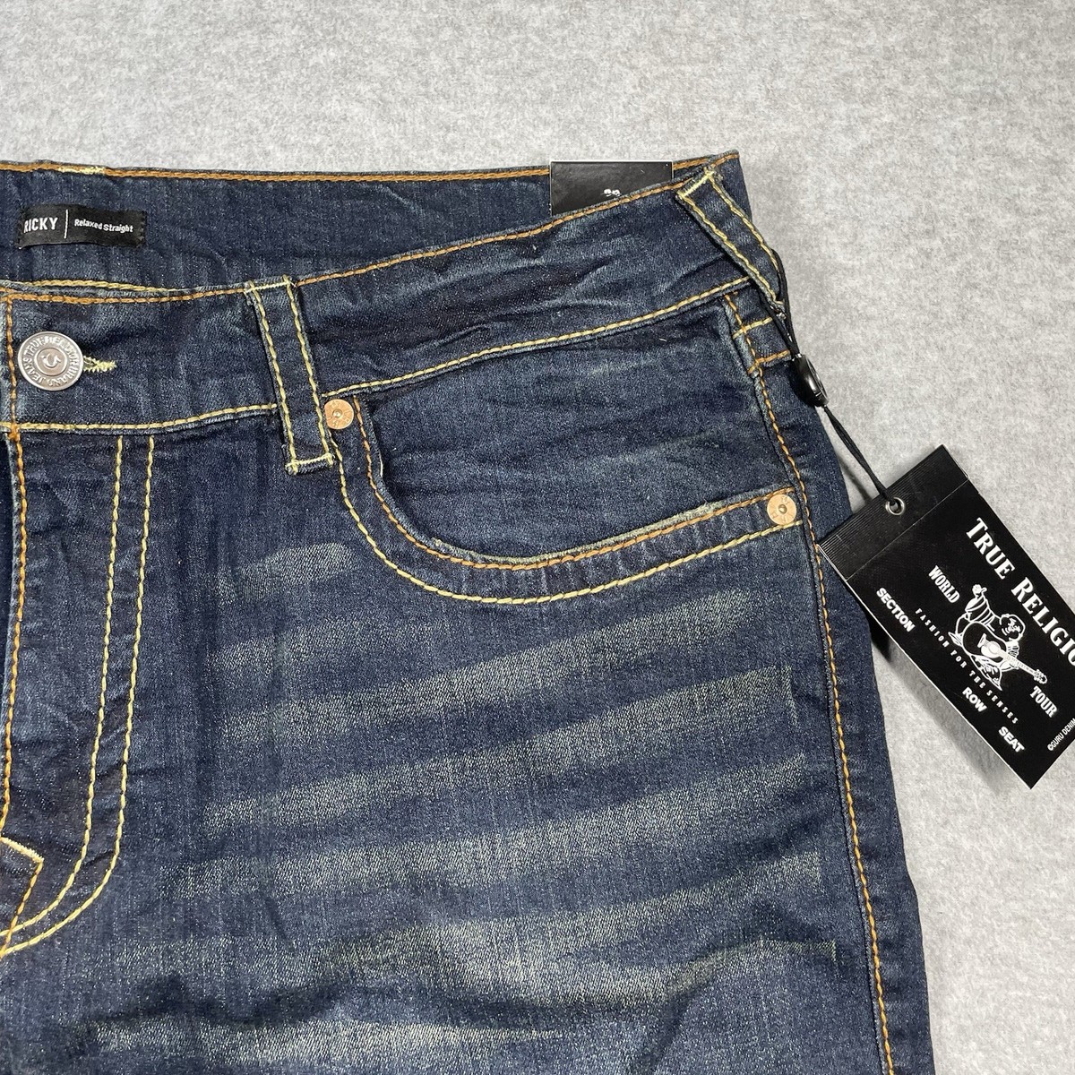 True Religion Ricky relaxed straight jeans women 40x33 fit 38x33