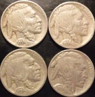 1934 Buffalo Nickels Circulated   4 coins
