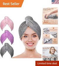 Microfiber Hair Towel Wrap, 3 Pack Fast Drying Hair Turban, Stocking Stuffers...