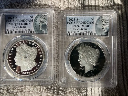 2023-S Silver Morgan/ Peace Dollar Set PCGS PF 70 DCAM 1st  Strike